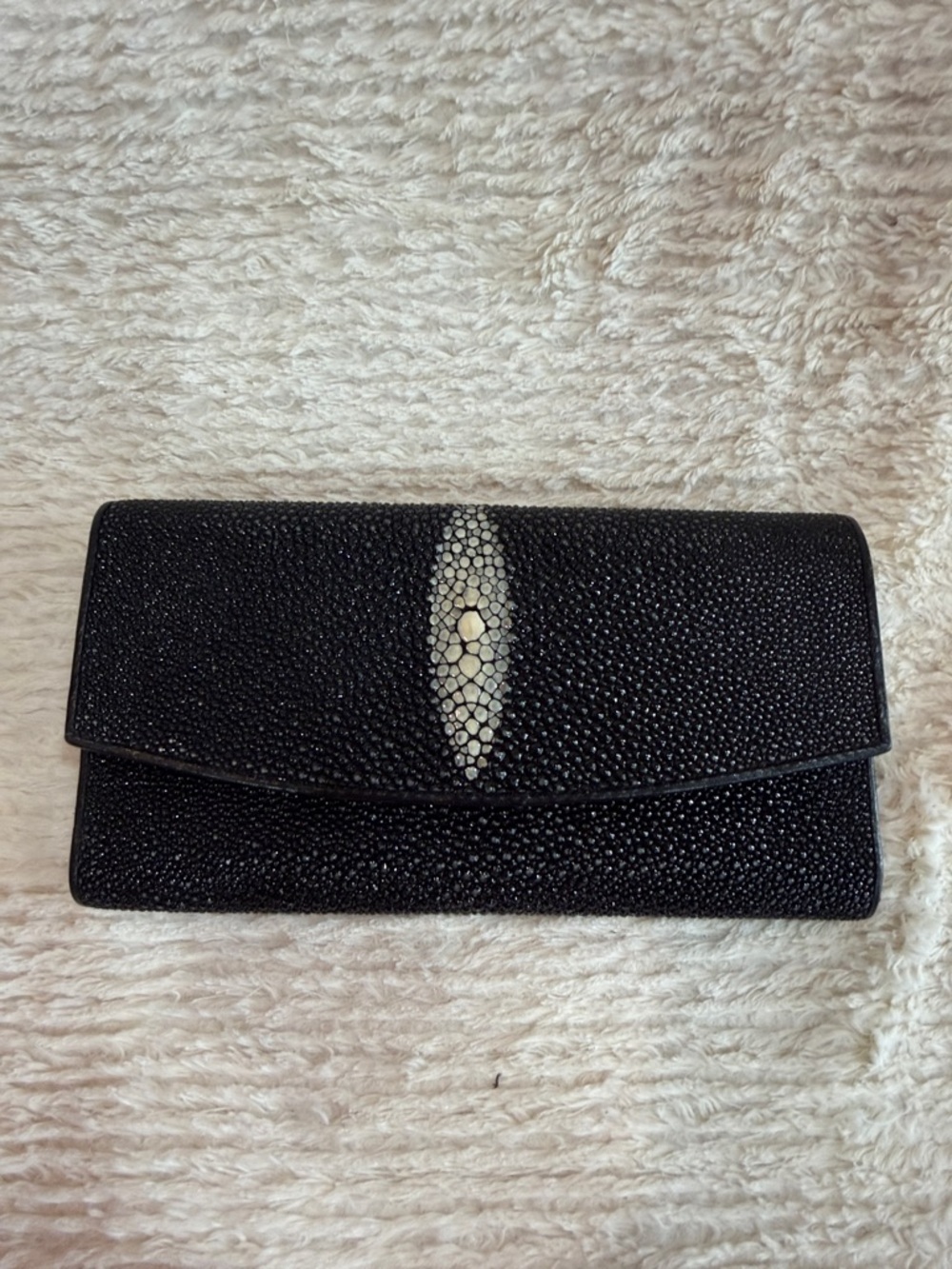 Black Stingray Leather Tote with Matching Wallet - Picture 7 of 14
